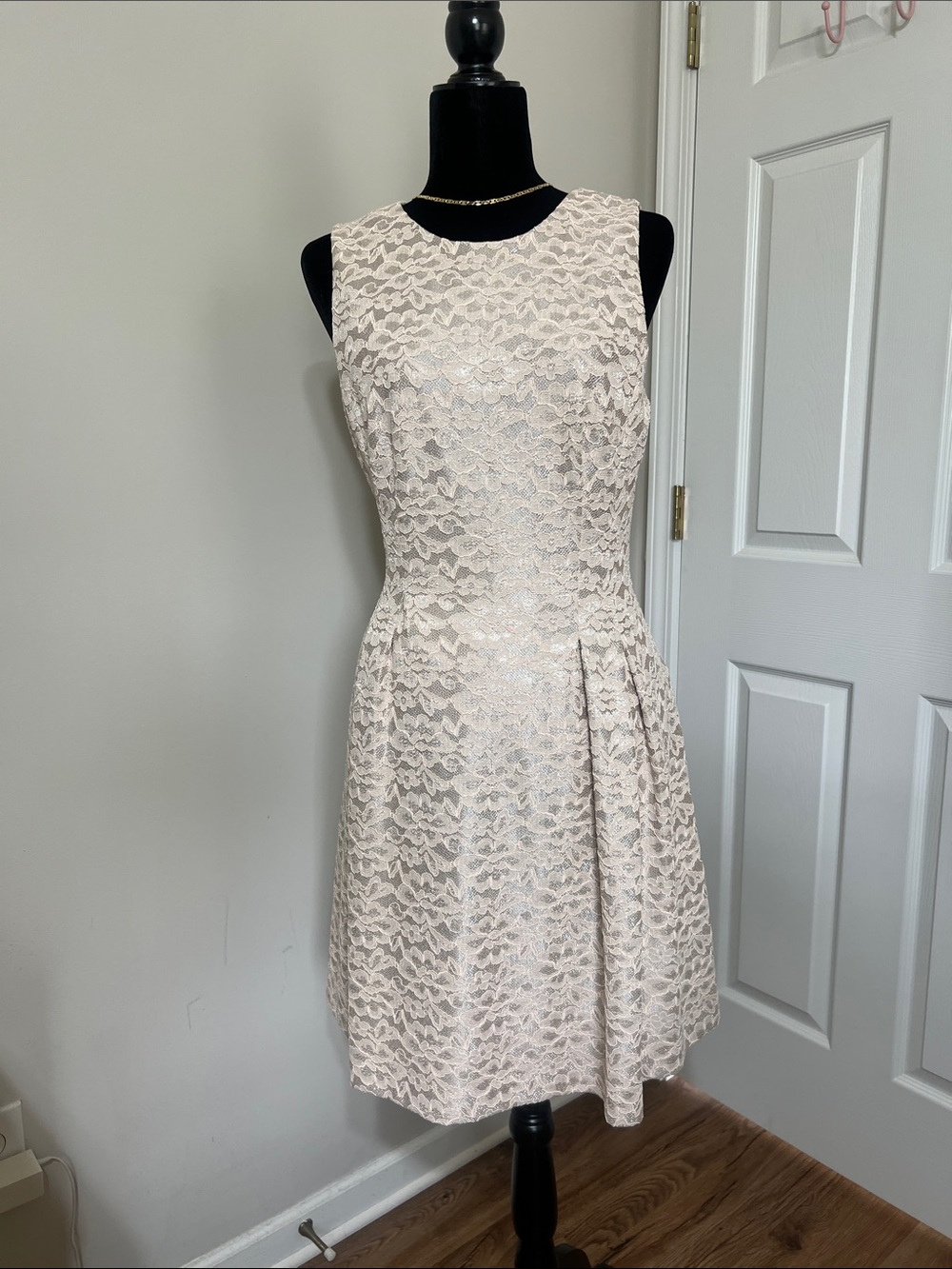 Vince Camuto Ivory Lace Fit-and-Flare Dress